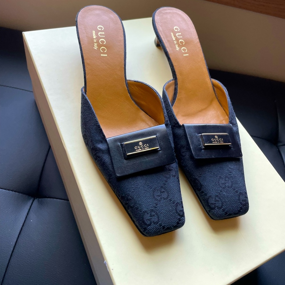 Vintage Gucci Monogram Kitten
Heels Slides